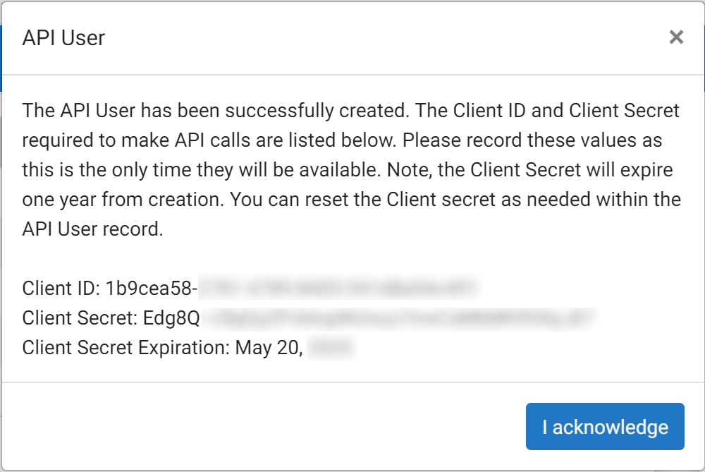 API Credential example